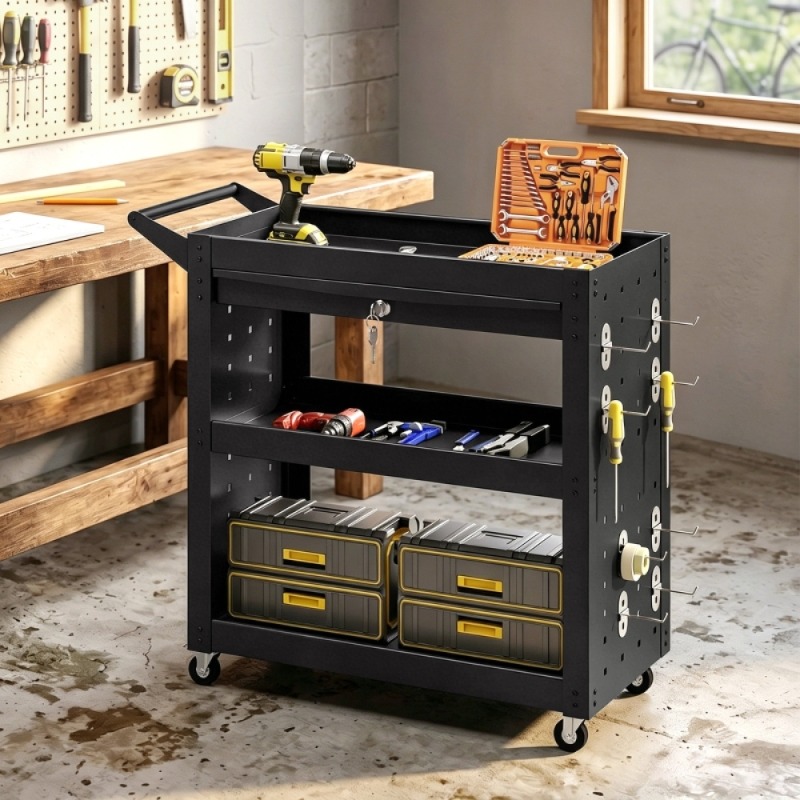 Werkplaatskar met vergrendelba - Workshop Tools List recensie en prijs