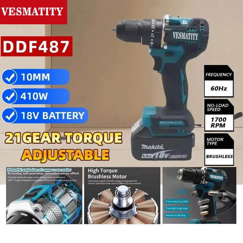 DDF487 10mm Draadloze Boorhame - Makita Drill Ddf484 recensie en prijs